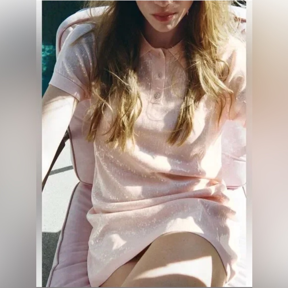NWT ZARA Sequin Dress Pink Medium